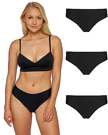Snocks Mikrofaser Hipster Damen Schwarz M/38 - Nahtlose unsichtbare Unterwäsche bequem stilvoll Mikrofaser Panty Damen Unterwäsche Frauen Unterhosen schwarz M