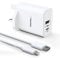 GlobaLink iPhone Fast Charger Cable and Plug，32W 2-Port USB C Fast Charger Plug with 2M USB C Lightning Cable，PD 20W USB C & 12W USB A Port for iPhone 13 12 11 Pro XR X 8 Plus 7 6s iPad Pro