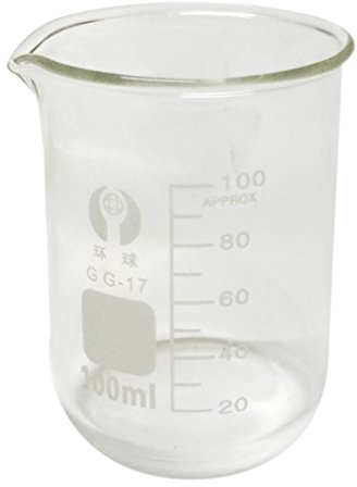 Vaso de precipitados de vidrio de borosilicato de forma baja que mide la cristalería 100ml del laboratorio de química