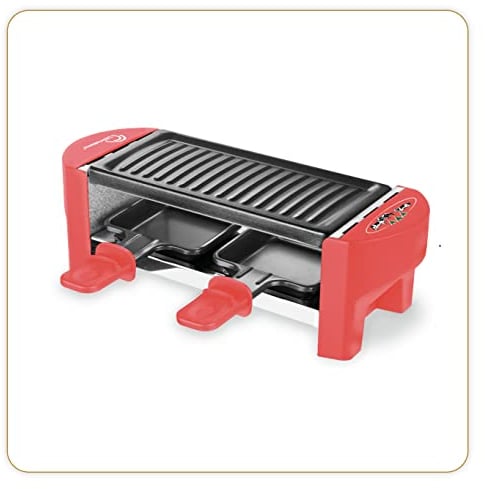 LITTLE BALANCE 8631 Raclette Duo Meuuh…!, Appareil à raclette 1/2 personnes, Grill amovible, 2 spatules + 2 planchettes, Sans PFAS, Antiadhésif, 320 W, Rouge brique
