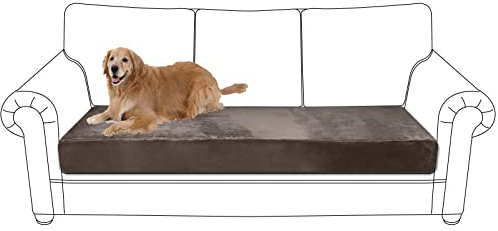Rosnek Sofa Sitzkissenbezug Sofabezug 3 Sitzer, Samt Sofahusse 3 Sitzer Stretch Couchbezug,Sofa Cover Couch überzug für Sofa überzug L Form,Chaiselongue,Ecksofa,1 Stück,Braun