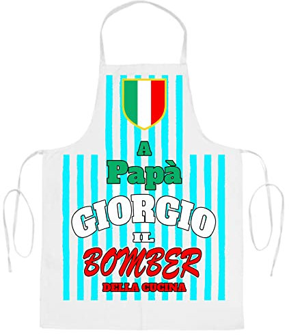 Mr. Gadgets Personalisierbare Kochschürze mit Namen - Fußball Liebhaber -, Weiß/Himmelblau, One size