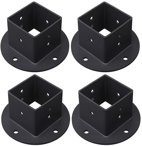 Wpbhk 4 pz Flangia da pavimento 2x2 Post Base di ancoraggio Solido Solido Recinzione Palo Base Nero Montaggio a parete Staffe kit per Deck Ringhiera Cassetta postale
