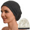 Hat Hut Seidenmütze Schlafmütze aus 100% Maulbeerseide gefüttert, Silk Bonnet, Haube für lockiges Haar, Schlafhaube zum Schlafen, Slouchy Beanie (1-Grau)