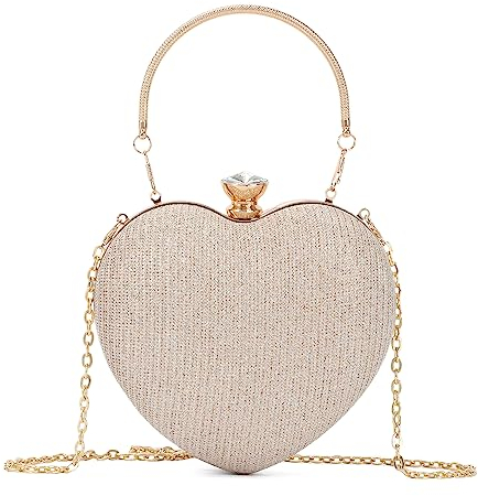 EVEOUT Herzförmige Pailletten AbendHandtasche Clutch für Damen Elegante Herzförmige Umhängetasche Schultertaschen Hochzeit Party Geldbörse Brauttasche