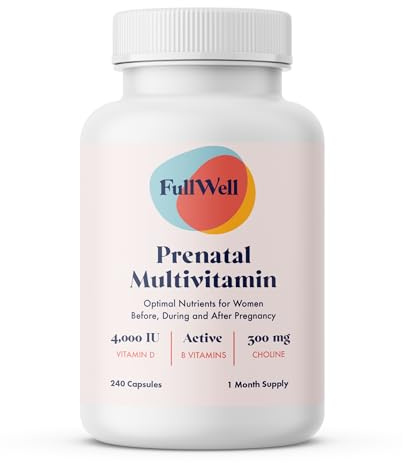 FullWell Women's Prenatal Multivitamin - Healthy Pregnancy Support - Contains Choline & Folate - Supports Fetal Growth & Brain Development* - 240 Count (30 Servings)