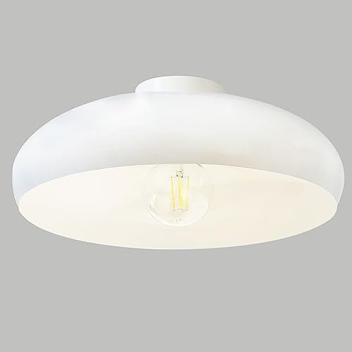 bamyum Deckenlampe Weiß, Androa, Küchenlampe Ø40 cm 1 flammig, Deckenleuchte Weiß E27, Küchenlampe Deckenleuchte Vintage, Deckenlampe Wohnzimmer, Deckenlampe Retro Vintage Wohnzimmer Schlafzimmer