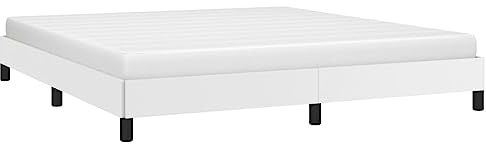vidaXL Polsterbett Bett Kunstlederbett Doppelbett Bettgestell Bettrahmen Lattenrost Schlafzimmerbett Schlafzimmermöbel Weiß 180x200cm Kunstleder