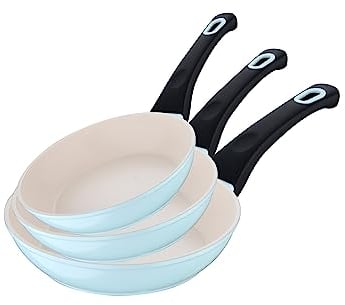 Juego de 3 Sartenes Ø18Ø22Ø26cm en Aluminio forjado, Aptas para inducción, Colección Menorca