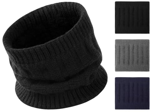 OOPOR Loop Schal Herren Winter Schlauchschal - Verdickte Fleece Futter Halswärmer Thermo Halsschlauch Strick Nackenwärmer Warm Halstuch für Outdoor Motorrad Fahrrad Ski Unisex Winterschal