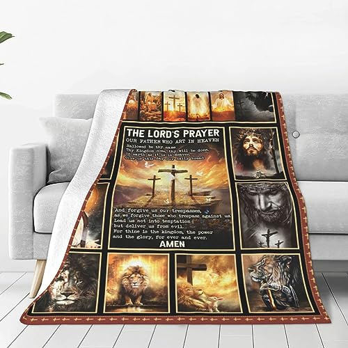 Xgidkew Christliche Jesus-Decke, religiöse Dekoration, Überwurfdecke, Bibelvers, Glaube, Gebet, katholisch, inspirierende Geschenke, für Damen und Herren, super warm, weich, Plüsch-Fleece,