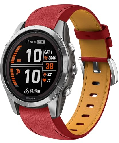 Fenix 7S Armband Leder, 20mm Ersatzarmband Leder Armband für Garmin Fenix 5S, Fenix 5S Plus, Fenix 6S, Fenix 6S Pro, Fenix 7S Sapphire Solar, Fenix 7S, Fenix 7S Solar