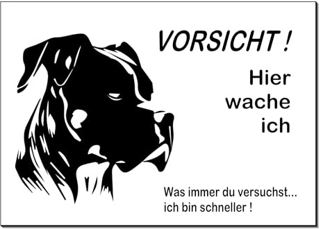 Boxer-Hier wache ich-Hund-3 mm Materialstärke-Schild-Hundeschild-Aluminium-Hunde-Tierschild-Warnschild-Hinweisschild (1451-142 mit Eigenbild)