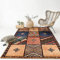 Moderner Teppich Home Teppich Geometrisches quadratisches Patchwork in Vintage-Blaubraun, rechteckig, 90 x 160 cm Wohnzimmer Schlafzimmer Nachtteppich