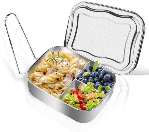 Boîte à Bento en Acier Inoxydable,Lunch Box 1000ML,Boîte à Déjeuner avec 3 Compartiments, Boîte à Lunch Bento en Portable pour Enfants et Adultes Lunch Box pour Pique-Nique Ecole Travail