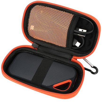 Hard Case for Sandisk Extreme Pro/Sandisk Extreme Portable External SSD 128GB 500GB 1TB 2TB Protective Storage Travel Bag (Orange)