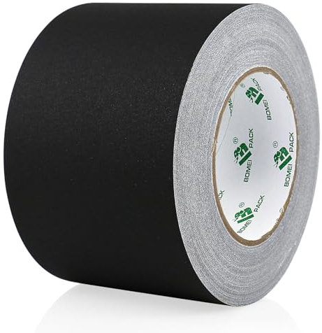 BOMEI PACK Noir Gaffer Ruban adhésif en tissu, 100MM x 30M, Mat Chiffon Tuban Adhésif, Gaffers Tape pour Câbles, Photographie