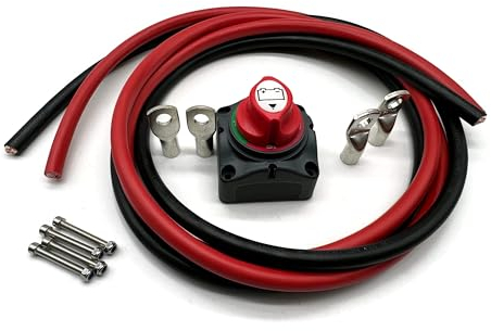 eXODA Câble 50mm2 4X M10 Cosse 2m Câble Rouge Noir avec Interrupteur de Séparation