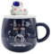 ZONSUSE Divertida Taza Espacio,Tazas de Café Astronauta,Taza de UFO Kawaii,Tazas Desayuno con Tapa y Cuchara,Regalo Original para Hombres Mujeres Niños Amantes del Espacio 450ml (D)