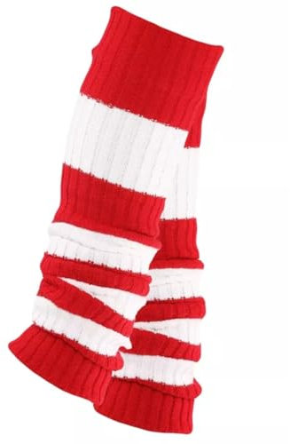 TODO Warme stulpen damen weiß mit Wolle - Weich, Flexibel, Lang. Beinwärmen für Winter, wenn es Kalt ist. (Rot-Weiss)