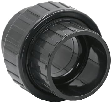 HAF® 1x PVC Fittings Verschraubung mit 2X 50mm Klebemuffen | Adapter aus grauem PVC-U für Rohranschlüsse, Poolverrohrungen und vieles mehr...Qualität: Made in Europe, Menge: 1 Stück