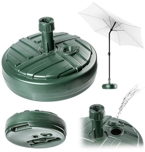 KADAX Pied de parasol rond à remplir avec du sable, de l'eau ou du gravier, support en plastique pour jardin, terrasse, plage (version 1 ronde, vert)