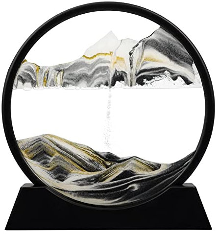 Twohua Sable mouvant décoratif 3D couleur sable mouvant - Image liquide - Sandalier - Jouets de bureau - Accessoires de bureau pour adultes et femmes - 30,5 cm - Noir