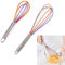 Juego de 2 batidores de silicona manuales de alambre de acero inoxidable, batidor de mano de arco iris, mango antideslizante colorido, 20,3 cm, 27,9 cm, batidor de globos de cocina, agitador de huevos
