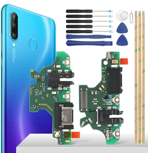 YHX-OU Ladebuchse Für Huawei P30 Lite MAR-L21A MAR-L01A MAR-LX1A Dock Connector Port Charger LadePort Mikrofon Audio Jack Flex Kabel + Installationswerkzeug