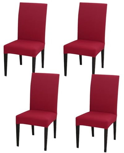 Gluhbirnen Stuhlhussen 4er Set, Stretch Abnehmbare Waschbar Stuhlbezug, Hussen für Stühle, Stuhlbezug Sitzfläche, Geeignet für Hotels, Bankette, Restaurants, Familien, Rot