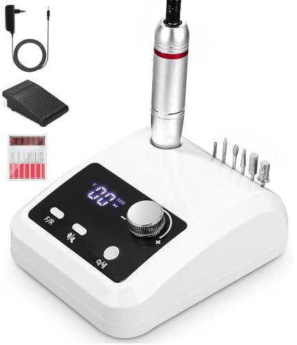 Nagelfräser, 45,000 rpm Fräser Für Gelnägel, Nagelfeile Elektrisch, 6 en 1 Elektrische Nagelfeile, Nagelfräser Für Gelnägel Mit Pedalen, Nail Drill, Elektrische Nagelfräser, Nail Drill Machine