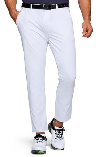33,000ft Herren Golfhosen Atmungsaktive Stretch Hose für Männer Schnelltrockende Stretch Lange Golfhosen Weiß-erneuert 34W*32L