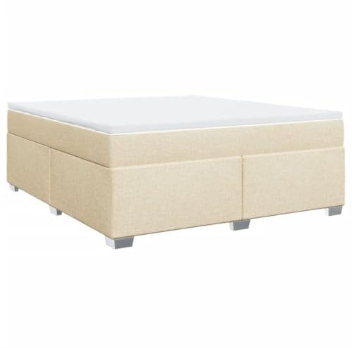 vidaXL Boxspringbett mit Matratze, Bett mit Bettfüße Matratzenauflage, Doppelbett für Schlafzimmer, Polsterbett Bettgestell Lattenrost, Creme 180x200cm Stoff