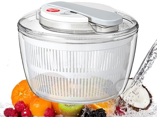 Essoreuse À Salade de Cuisine, Essoreuse À Salade en Verre, Laveuse-sécheuse de Légumes, avec Couvercle de Déshydratation Et Presse Et Rotation, Essoreuse À Laitue Multifonction, Laveuse de Fruits, po