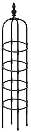 Treillis de jardin de 1,8 m - Tour obélisque pour plantes grimpantes - Arche en métal antirouille avec revêtement en plastique - Support de fleurs - Cage à tomates - Support pour plantes en pot