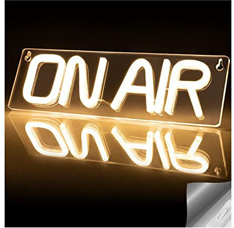 Panneau lumineux au néon ON AIR, panneau lumineux au néon ON AIR en acrylique avec chaîne en métal, alimenté par USB, panneau d'art mural au néon On Air, pour chambre, bar, studio, bureau, magasin,