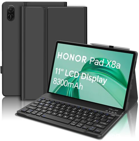 SENGBIRCH - Carcasa para teclado Honor Pad X8a Tablet 11 2024, AZERTY francés - Funda Huawei Honor Pad X8a Tablet de 11 pulgadas con ranura para bolígrafo, teclado desmontable inalámbrico Bluetooth