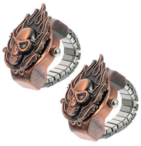 MOBUTOFU 2St Uhr mit Diamantring Ringuhr Finger für Ringe für Kinder Uhrenring am Finger retro armbanduhr vintage watch Elastizität Fingeruhr Flip-Open-Cover- -Uhr Zinklegierung