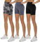 TNNZEET 3er Pack Radlerhose Damen High Waist Sommer Shorts Blickdicht Kurze Sporthose Leggings Hotpants Unter Kleider für Sport Yoga(Schwarz/Dunkelgrau/Bedruckter Tie-Dye, L-XL)