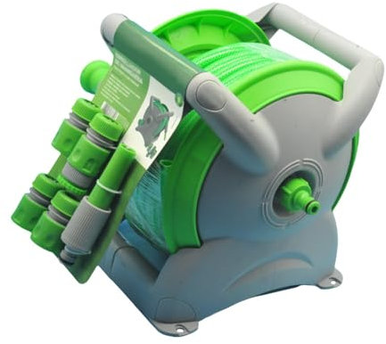 LOVIVER Carro portamangueras portátil con Soporte para mangueras de Agua Cerrado, Carro portamangueras para riego, 20m