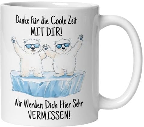 Abschied Kollegin Kollege Tasse | Eisbären & Spruch – Es war ne richtig coole Zeit mit dir | Lustiges Abschiedsgeschenk | Geschenkidee zum Abschied Jobwechsel Mutterschutz