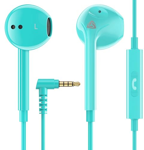 LUDOS ZENITH Auricolari In-Ear Cuffie, Cuffiette con Filo e Microfono, 2 Anni di Garanzia, Cuffie Isolamento Acustico, Cuffiette Cellulare, Jack 3,5 mm per iPhone, Apple, Samsung, Huawei - Turchese