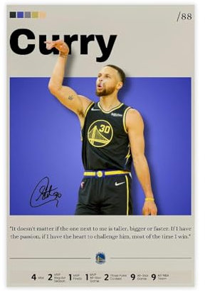 Stephen Curry Poster auf Leinwand, Schlafzimmer, Dekoration, Landschaft, Büro, Raumdekoration, Geschenk, 30 x 45 cm