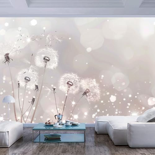 Fototapeten 3D Wanddeko Pusteblume Silber Glitzer Tapeten Wandtapete Wanddeko Design Wand Dekoration Wohnzimmer Schlafzimmer Büro Flur