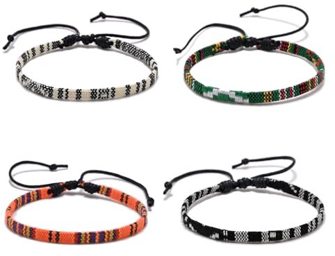 4 PCS Pulsera Surfer para Mujer y Hombre Tobillera Surfista Impermeable, Tobillera de Colores, Tobillera Ajustable, Accesorios de Fiesta para Mujeres y Hombres, 100% Hechos a Mano, Ajustable