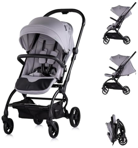 Chipolino Kinderwagen Revolut, Sitz 360 Grad drehbar, verstellbar, EVA-Reifen grau