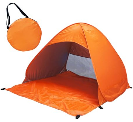 VICASKY Automatisches Faltzelt mit UV Schutz Wasserdichtes Instant Strandzelt Pop Up Sonnenschutz mit Bodenhaken Robuste Konstruktion Tragbar für Camping und Outdoor Orange