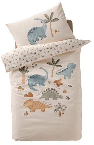 Vertbaudet Baby Bettwäsche-Set MINISAURUS wollweiß 80X120 40X60