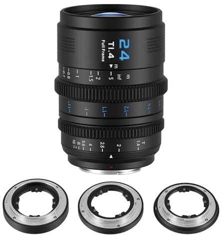 SIRUI VP-1 Vision Prime 1 24mm T1.4 Full Frame Cine Lens, Manual Focus Cinema Lens with Pre-Installed E Mount, Interchangeable L/RF/Z Mounts (Black)