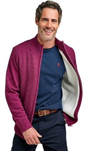 Pegasus Men's Sherpa Lined Tuck Stitch Zip Jacket With Pockets Heavyweight Thermal Knit